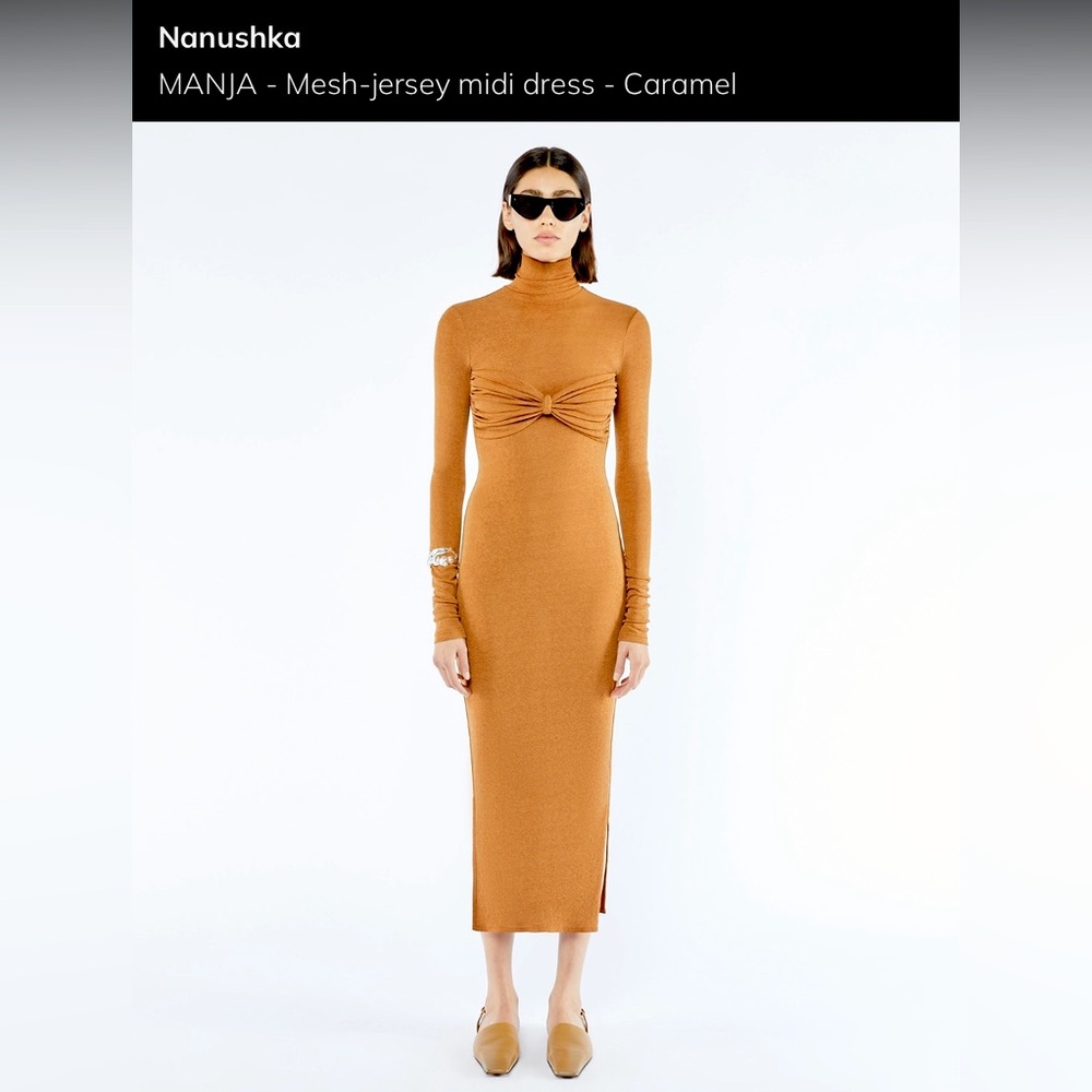 $495retail Nanushka MANJA - Mesh-jersey midi dress